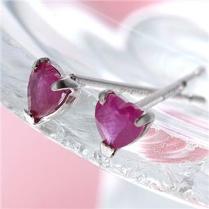 K18ホワイトゴールド 0.2ct ハートシェイプルビーピアス