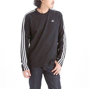 adidas メンズ3SロングスリーブTシャツ BLACK(ブラック)M