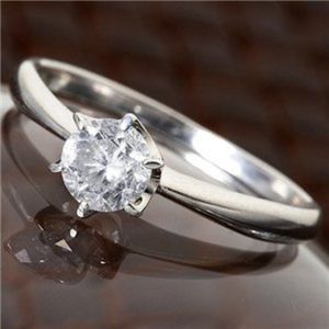 鑑定付!PTダイヤモンド0.35ct 立爪リング 11号