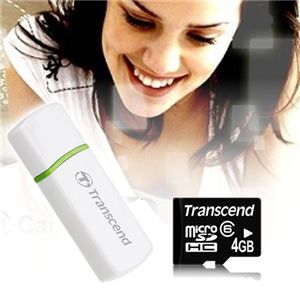 Transcend(トランセンド) 4GB microSDHC カードリーダ P5 セット ホワイト