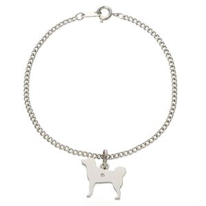 ダイヤ付シルバー犬猫ブレスレット 犬