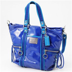 1:COACH(コーチ) ショルダーベルト付 2WAYバッグ POPPY SV/LC ブルー