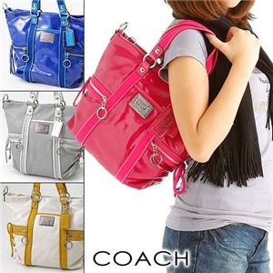 2:COACH(コーチ) ショルダーベルト付 2WAYバッグ POPPY SV/LC ブルー