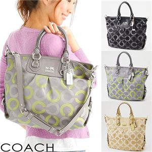 2:COACH(コーチ) オプアート ショルダーベルト付き2WAYバッグ BIGSN-Sand