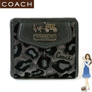 COACH（コーチ） 財布 MADISON （マディソン） レオパード スモール ウォレット シルバー／マルチカラー 43317