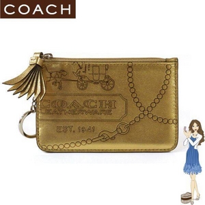 COACH（コーチ） 小銭入れ ジュエル レザー ミディアム スキニー ゴールド 43298