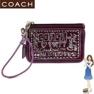 COACH（コーチ） バッグ ポピー パテント リストレット パープル 42868