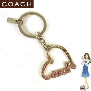 COACH（コーチ） キーホルダー パヴェ スクリプト ハート シルバー／ピンク 92631