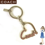 COACH（コーチ） キーホルダー パヴェ スクリプト ハート シルバー／ピンク 92631