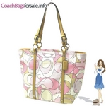 Coach(コーチ) トートバッグ シグネチャー マルチプリント ピンク 13348