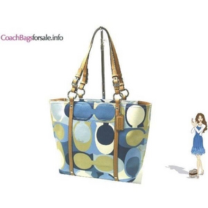 Coach(コーチ) トートバッグ シグネチャー スカーフプリント ブルー 12874