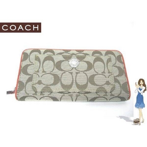 Coach(コーチ) アコーディオン ジップ アラウンド長財布 シグネチャー オレンジ 41970