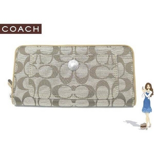 1:Coach(コーチ) アコーディオン ジップ アラウンド長財布 シグネチャー キャメル 41970