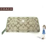 Coach(コーチ) アコーディオン ジップ アラウンド長財布 シグネチャー グリーン 41970