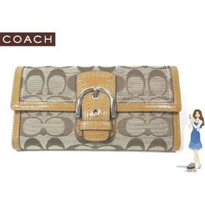 Coach(コーチ) 3つ折り長財布 ソーホー シグネチャー チェックブック ブラウン 42139