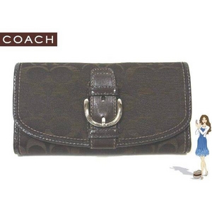 Coach(コーチ) 3つ折り長財布 ソーホー シグネチャー チェックブック ブラウン 42060