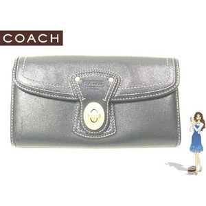 Coach(コーチ) 3つ折り長財布 レガシー レザー スリム エンベローブ ブラック 41953