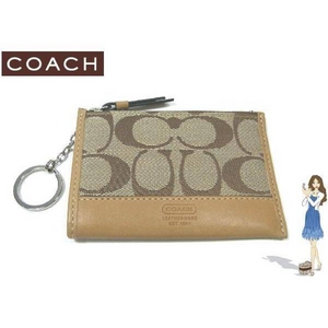 Coach(コーチ) 小銭入れ シグネチャー ミニ スキニー カーキ/キャメル 42390