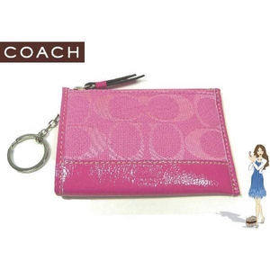 Coach(コーチ) 小銭入れ シグネチャー ミニ スキニー ピンク 42390