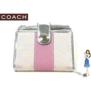 Coach(コーチ) 財布 シグネチャー ストライプ スモール ピンク 42248