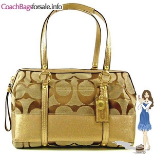 Coach(コーチ) バッグ シグネチャー ストライプ ジップ サッチェル ゴールド 12976