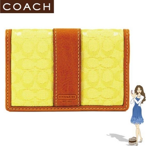 Coach(コーチ) 定期入れ シグネチャー カードケース イエロー 60355