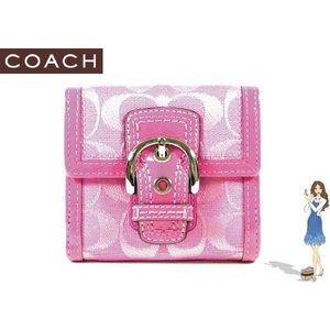 Coach(コーチ) 2つ折り財布 ソーホー シグネチャー フレンチ ピンク 42138