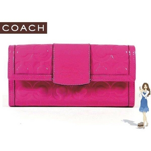 Coach(コーチ) スリム エンベロープ 長財布 ペネロピ エンボスド ピンク 42426