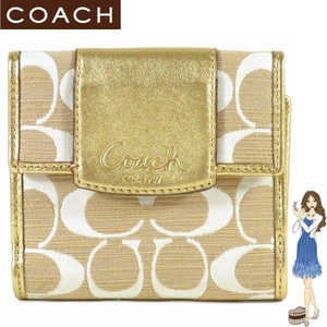 Coach(コーチ) 財布 ペネロピ シャンタン シグネチャー フレンチ パース ゴールド 42213