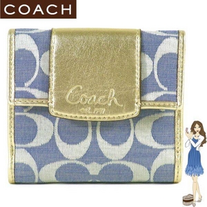 Coach(コーチ) 財布 ペネロピ シャンタン シグネチャー フレンチ パース ブルー 42213