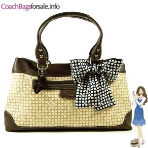 Coach(コーチ) バッグ ペネロピ オプ アート ショッパー ブラウン リボン付き 13532