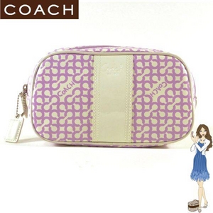 Coach(コーチ) ポーチ ペネロピ オプ アート ラージ コスメケース パープル 42211