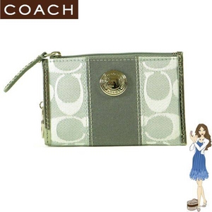 Coach(コーチ) 小銭入れ シグネチャー ストライプ ミニ スキニー シルバー 42255