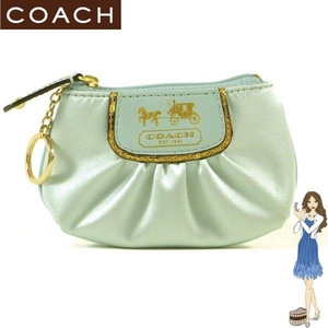 Coach(コーチ) 小銭入れ アマンダ サテン ミニ スキニー ライトブルー 42030