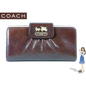 【訳あり】Coach(コーチ) スリム エンベロープ財布 マディソン レザー ダークブラウン 41975