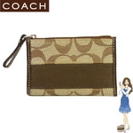 Coach(コーチ) 小銭入れ シグネチャー ストライプ ミニ スキニー カーキ/ブラウン 42626