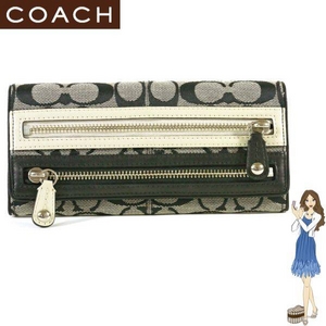 Coach(コーチ) スリム エンベロープ 長財布 ボニー シグネチャー ブラック 42606