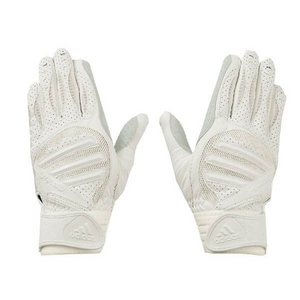 高校野球ルール対応モデル♪ adidas（アディダス） バッティング手袋 adidas Professional 両手用 ホワイト×ホワイト L(26-27)
