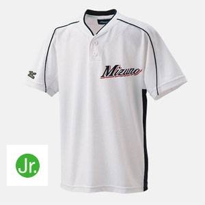 MIZUNO（ミズノ） BUWLEAGUE（ビューリーグ） ベースボールシャツ ジュニア・ハーフボタン・脇切り替え ホワイト×ネイビー(74) 150