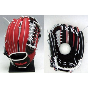 Wilson（ウィルソン） 軟式グローブ 外野手用 ブラック×レッド 右投げ用