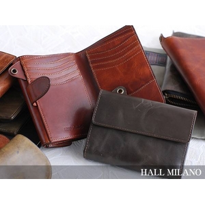 HALL MILANO(ハル・ミラノ) プルアップレザー二つ折り財布(アウト式) カーキ