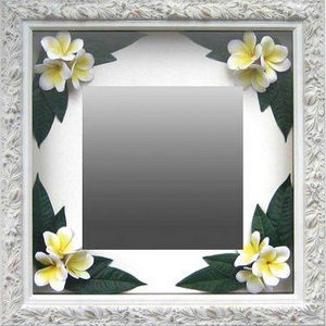 《インテリア ミラー》Plumeria Mirror Yellow（プルメリアミラー/イエロー）