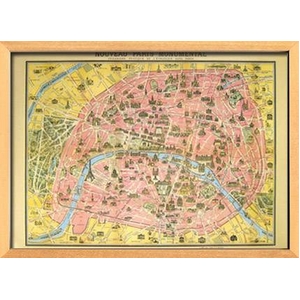 《カバリーニ世界地図》Cavallini map Pari noted place map(パリ名所マップ)