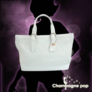 【アウトレット】 Champagne pop（シャンパン ポップ） レザー メッシュ トートバッグ 4000322165003 ホワイト