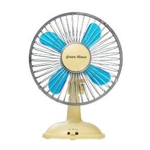 GREENHOUSE（グリーンハウス） USB首振り扇風機 GH-USB-FAN 乾電池でも使用可 レトロな首振り機能、上下の角度調整、弱強の2段階の風量選択機能付! ブルーLB