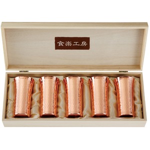 アサヒ 純銅鎚目一口ビール　ビアカップ5PCセット （銅製品）