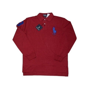 POLO Ralph Lauren(ポロ ラルフローレン) ビッグポニーポロシャツ(長袖) カスタムフィット レッド×ブルー Mサイズ