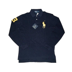 POLO Ralph Lauren(ポロ ラルフローレン) ビッグポニーポロシャツ(長袖) カスタムフィット ネイビー×イエロー Sサイズ