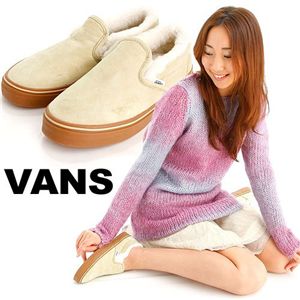 VANS（ヴァンズ）レディース　シープスキン　スリッポン　クリーム色　US 4.5（約23.0cm）