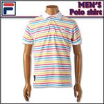 FILA GOLF（フィラゴルフ） メンズ ボーダー半袖ポロシャツ 740-601 WH M